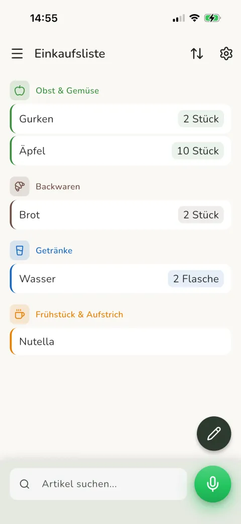 Automatisch nach Kategorie sortiert – Pauly App